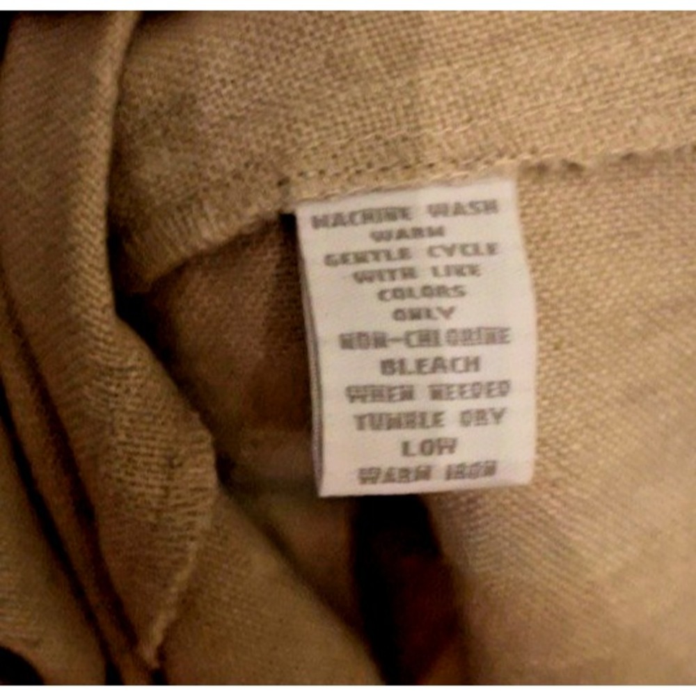 100% Linen Shirt Dress Womens 18W Beige Belted Button Front Midi Plus Size - Picture 4 of 4